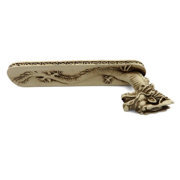 DRAGON INCENSE Holder Cream Resin With Intricate Carved Detailing Vintage - Picture 8 of 11